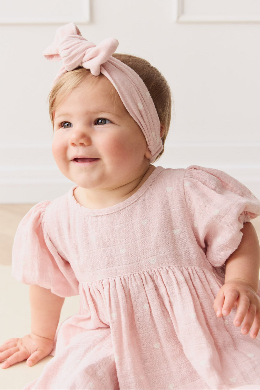 Organic Cotton Muslin Elodie Top - Petite Heart Old Rose Childrens Top from Jamie Kay Australia