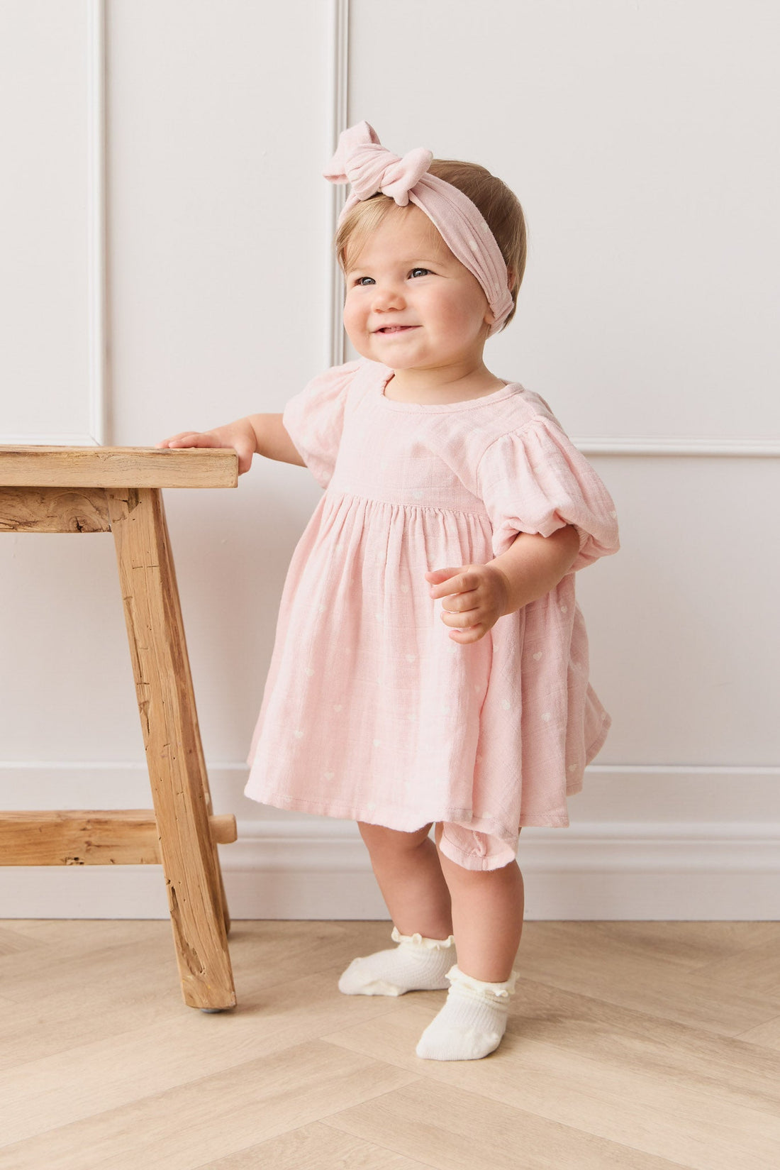 Organic Cotton Muslin Elodie Top - Petite Heart Old Rose Childrens Top from Jamie Kay Australia