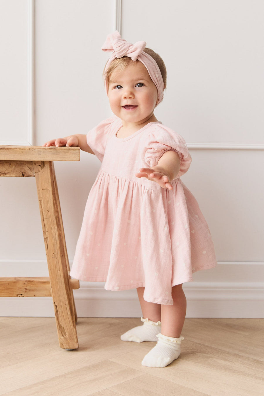 Organic Cotton Muslin Elodie Top - Petite Heart Old Rose Childrens Top from Jamie Kay Australia