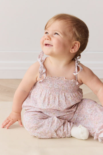 Organic Cotton Summer Playsuit - Chloe Mauve Childrens Playsuit from Jamie Kay Australia