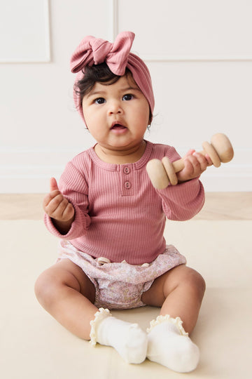 Organic Cotton Modal Long Sleeve Bodysuit - Rose Garden Childrens Bodysuit from Jamie Kay Australia