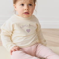 Organic Cotton Everyday Legging - Petite Heart Old Rose Childrens Legging from Jamie Kay Australia