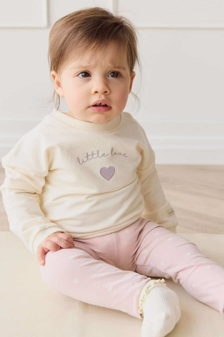 Organic Cotton Everyday Legging - Petite Heart Old Rose Childrens Legging from Jamie Kay Australia