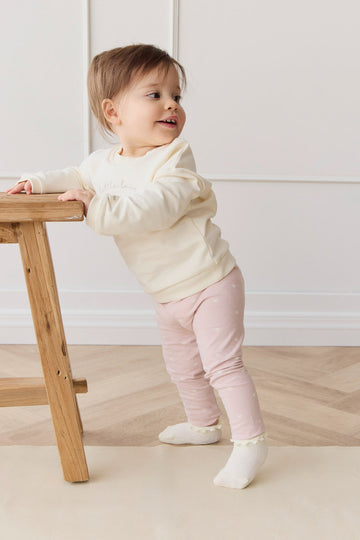 Organic Cotton Everyday Legging - Petite Heart Old Rose Childrens Legging from Jamie Kay Australia