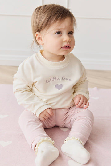 Organic Cotton Bobbie Sweatshirt - Parchment Little Love Violet Childrens Top from Jamie Kay Australia