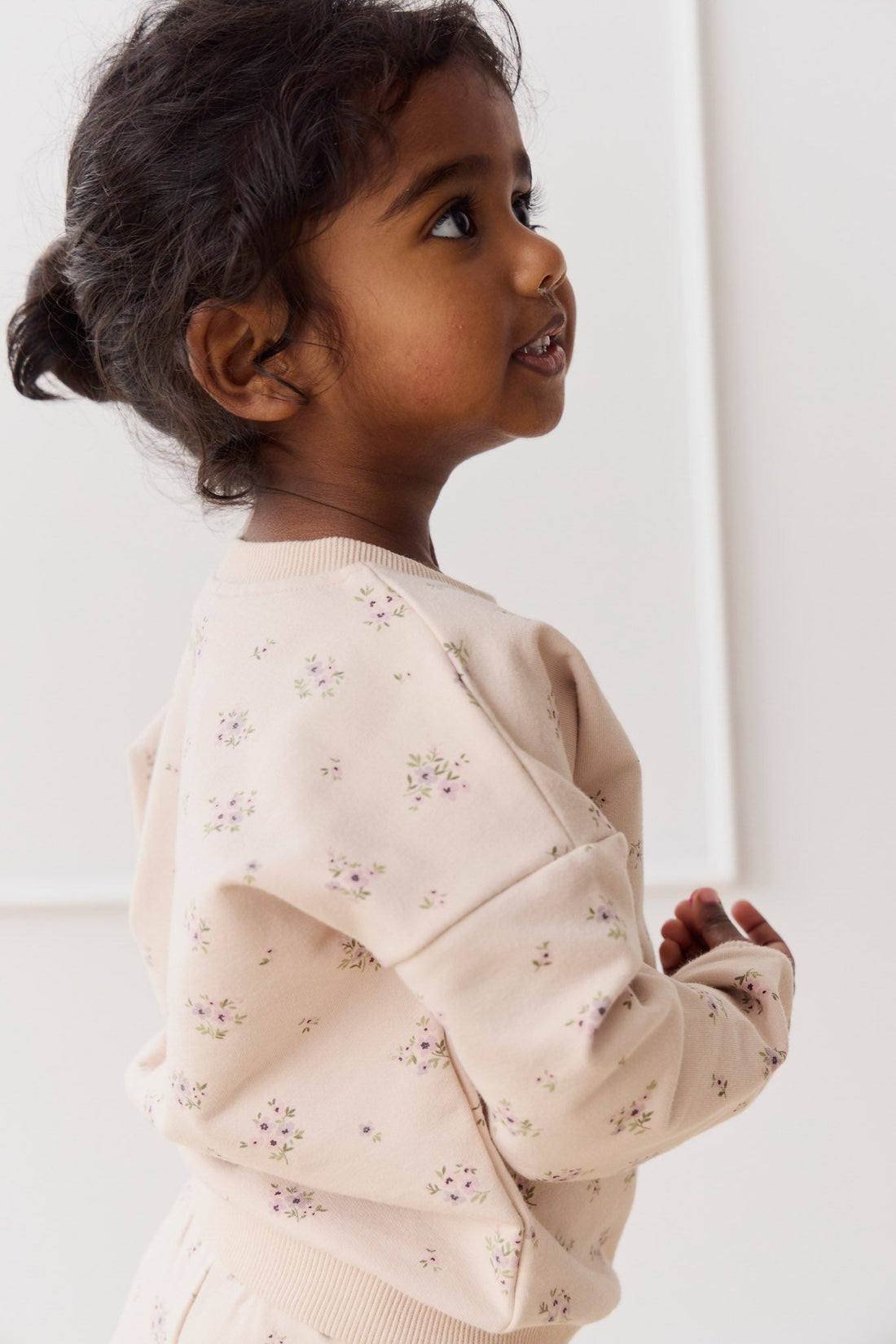 Organic Cotton Bobbie Sweatshirt - Goldie Bouquet Pink Tint Childrens Top from Jamie Kay Australia