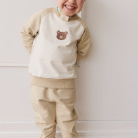 Organic Cotton Jalen Track Pant - Biscuit Childrens Pant from Jamie Kay Australia