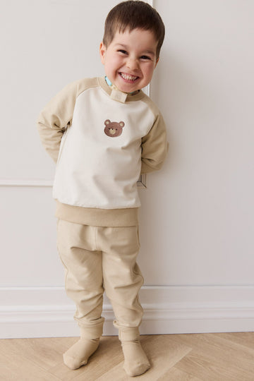 Organic Cotton Jalen Track Pant - Biscuit Childrens Pant from Jamie Kay Australia