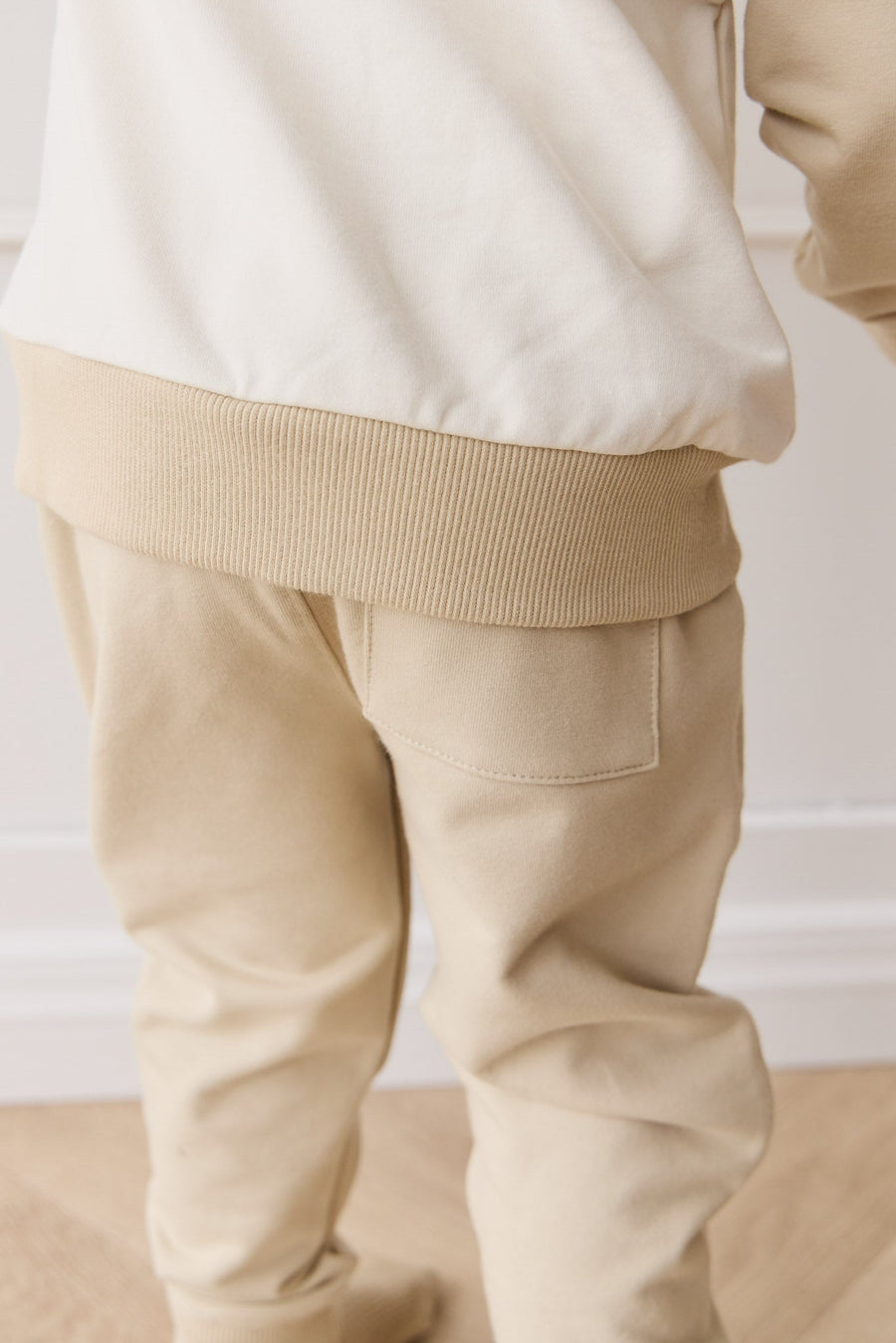 Organic Cotton Jalen Track Pant - Biscuit Childrens Pant from Jamie Kay Australia