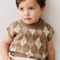 Marcus Knit Vest - Marcus Jacquard Pecan Childrens Vest from Jamie Kay Australia