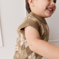 Marcus Knit Vest - Marcus Jacquard Pecan Childrens Vest from Jamie Kay Australia