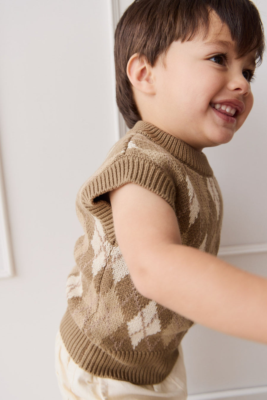 Marcus Knit Vest - Marcus Jacquard Pecan Childrens Vest from Jamie Kay Australia