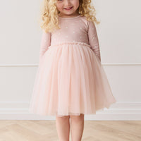 Anna Tulle Dress - Petite Heart Old Rose Childrens Dress from Jamie Kay Australia