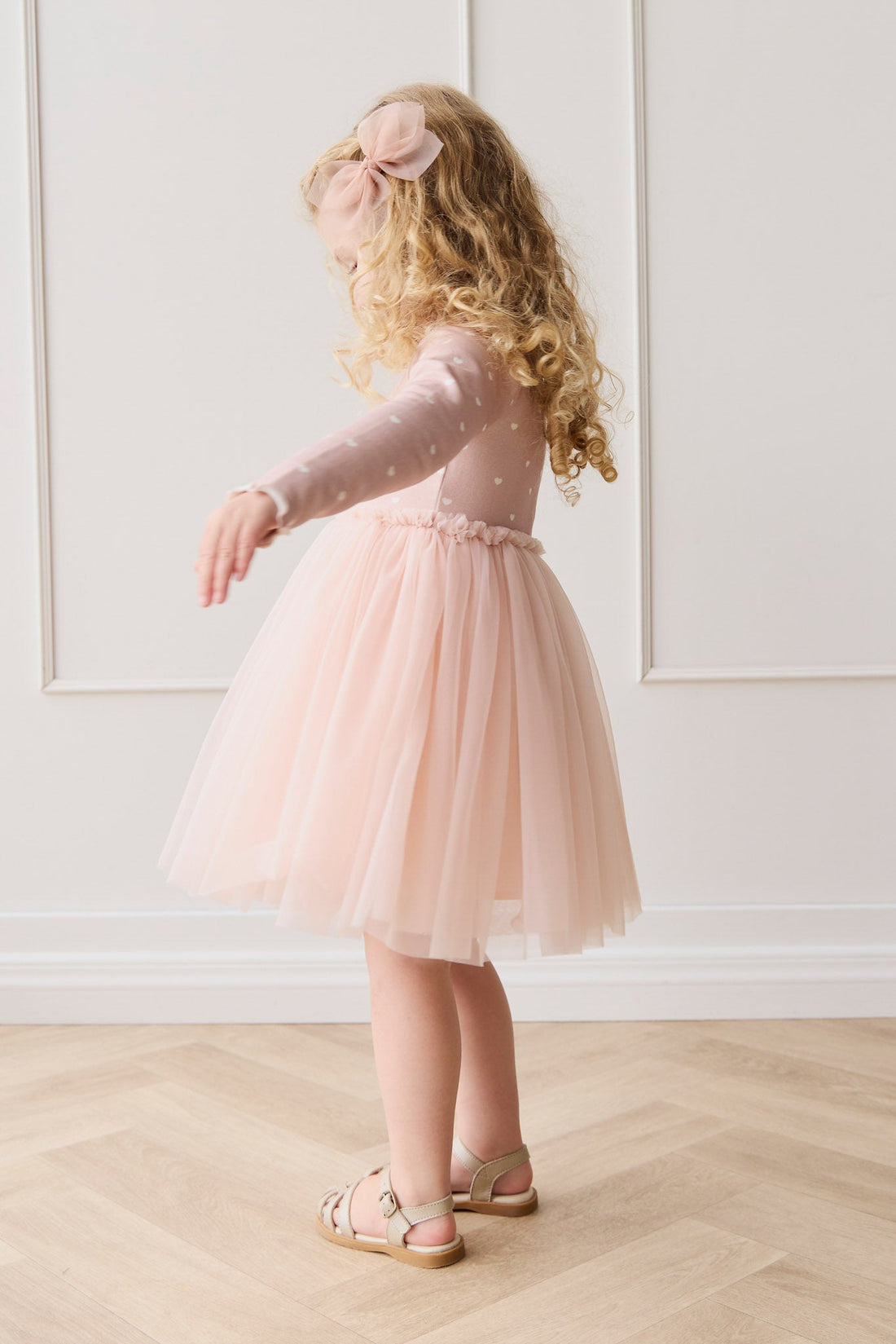 Anna Tulle Dress - Petite Heart Old Rose Childrens Dress from Jamie Kay Australia