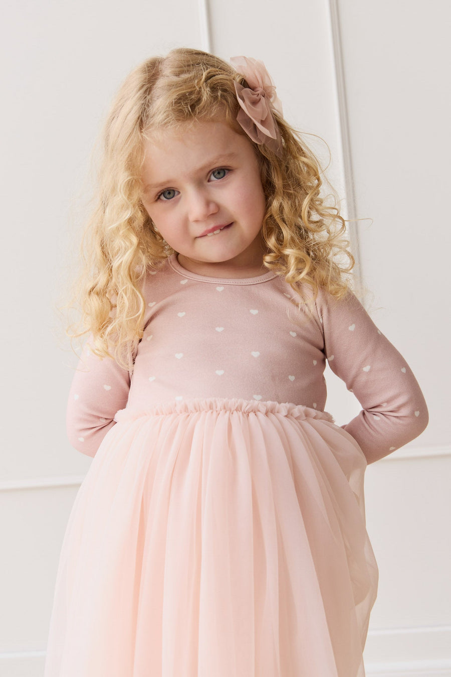 Anna Tulle Dress - Petite Heart Old Rose Childrens Dress from Jamie Kay Australia