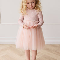 Anna Tulle Dress - Petite Heart Old Rose Childrens Dress from Jamie Kay Australia