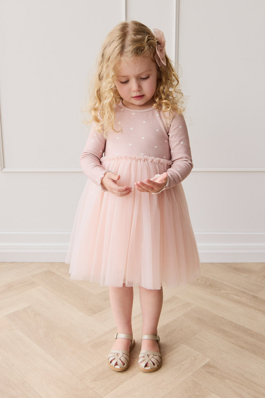 Anna Tulle Dress - Petite Heart Old Rose Childrens Dress from Jamie Kay Australia