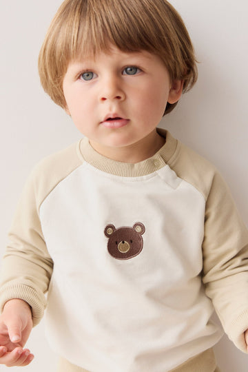 Organic Cotton Tao Sweatshirt - Biscuit/Cloud Bobbie Bear Childrens Top from Jamie Kay Australia