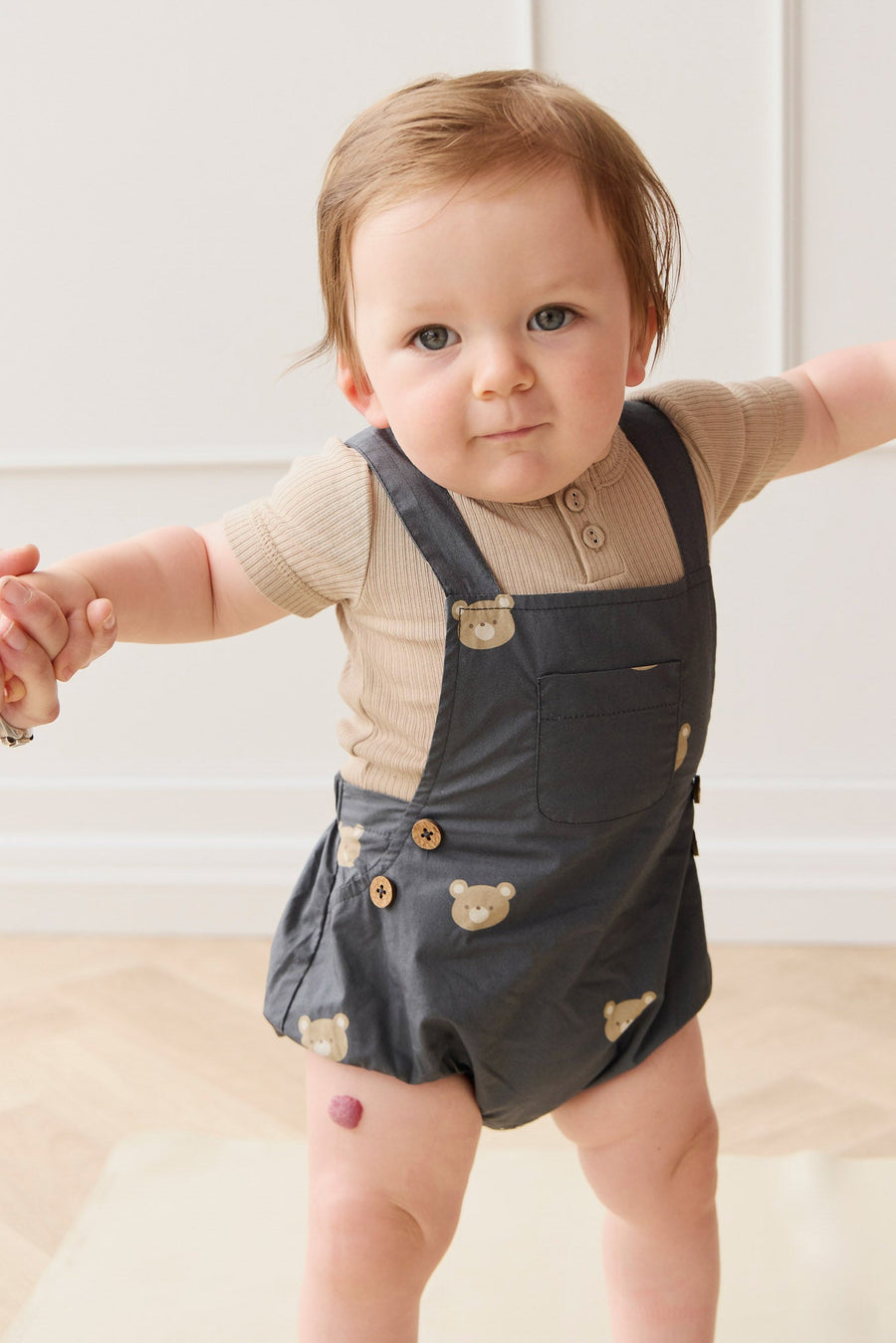 Organic Cotton Robin Playsuit - Bobbie Bears Shadow Childrens Playsuit from Jamie Kay Australia