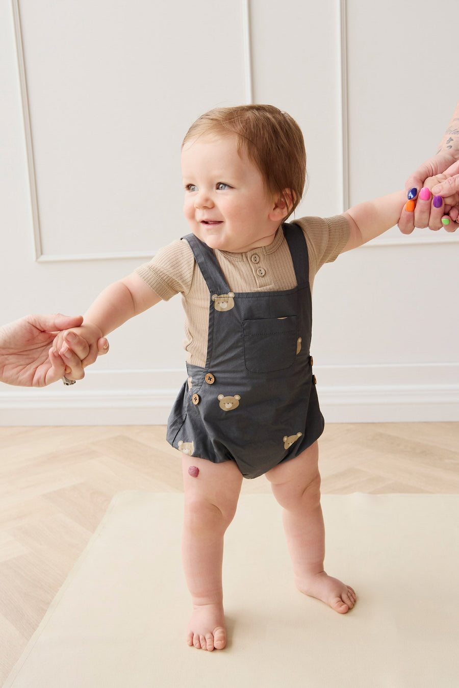 Organic Cotton Robin Playsuit - Bobbie Bears Shadow Childrens Playsuit from Jamie Kay Australia