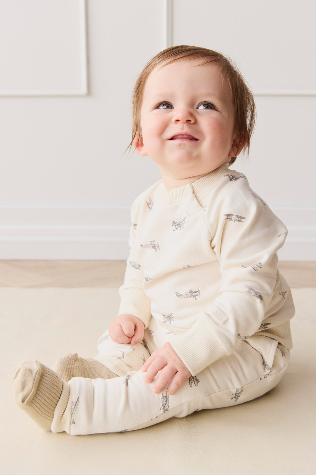 Organic Cotton Morgan Track Pant - Avion Oat Childrens Pant from Jamie Kay Australia