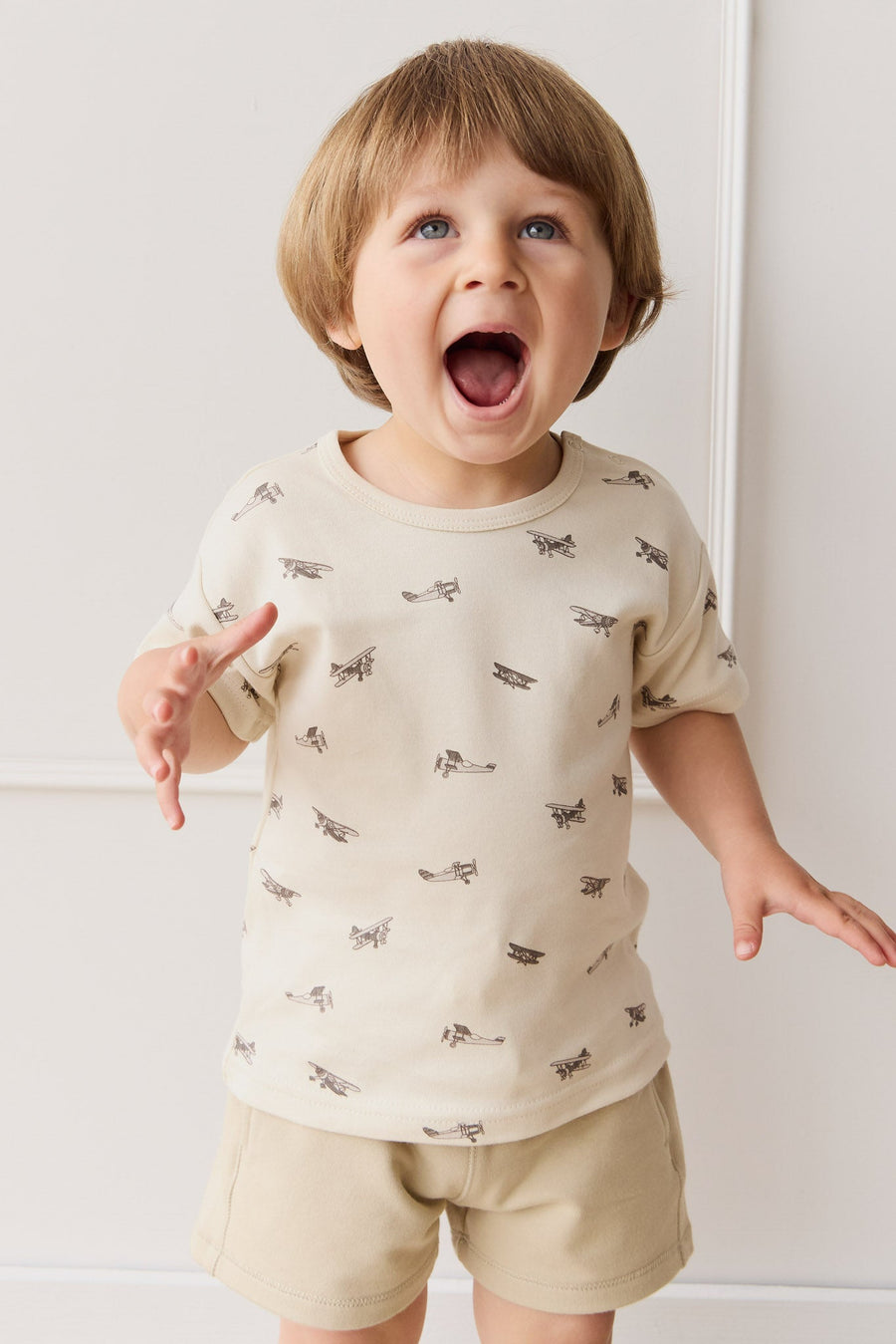 Pima Cotton Hunter Tee - Avion Oat Childrens Top from Jamie Kay Australia