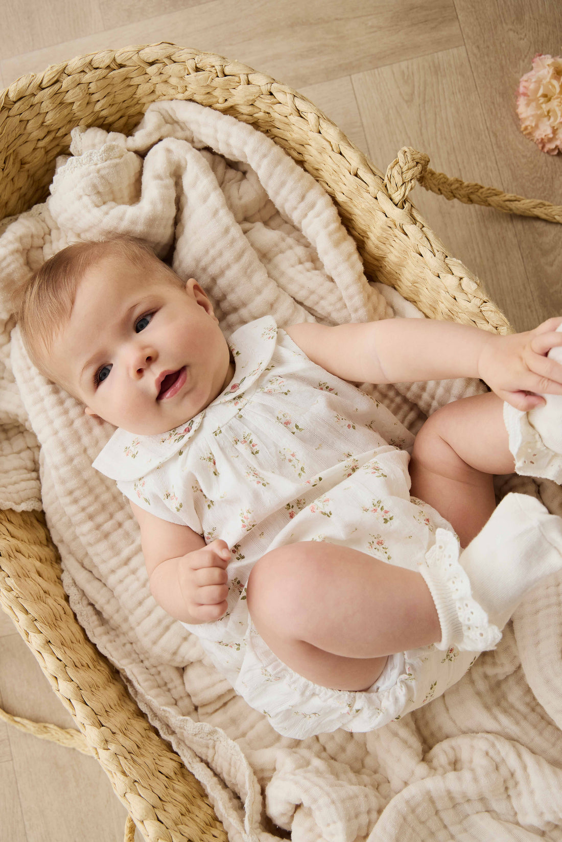 Organic Cotton Brynlee Playsuit - Josepha Egret Childrens Playsuit from Jamie Kay Australia