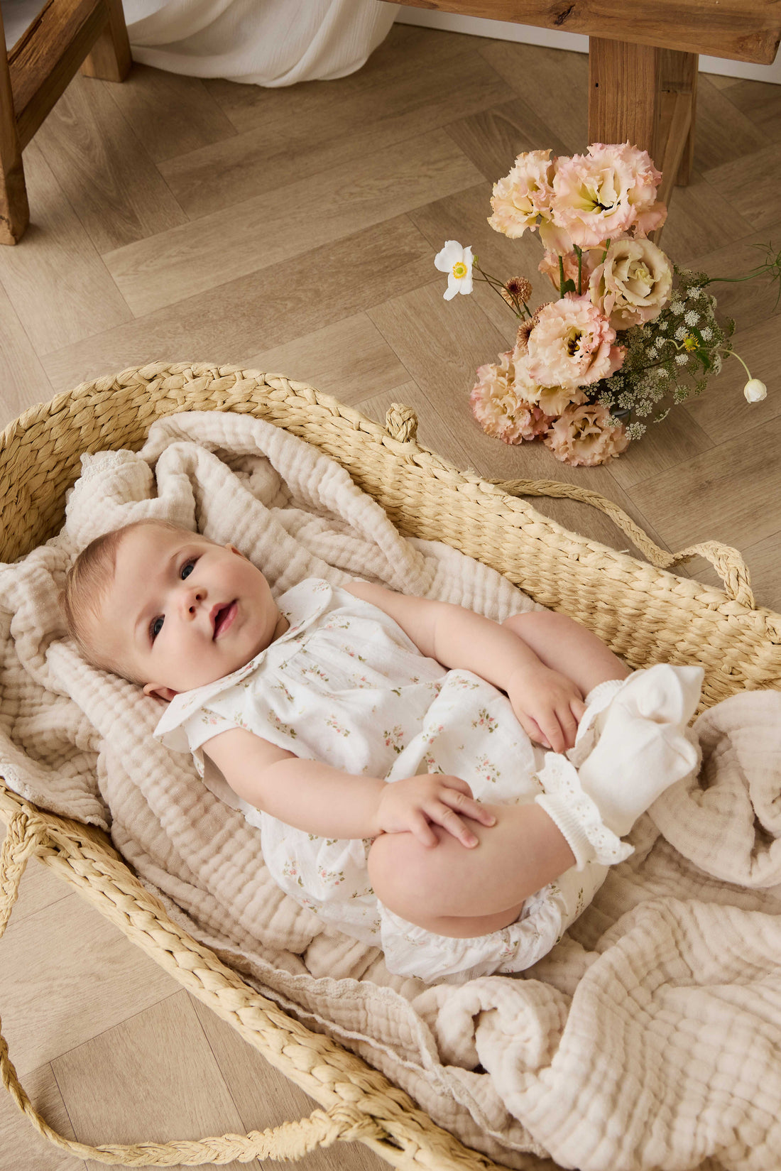 Organic Cotton Brynlee Playsuit - Josepha Egret Childrens Playsuit from Jamie Kay Australia