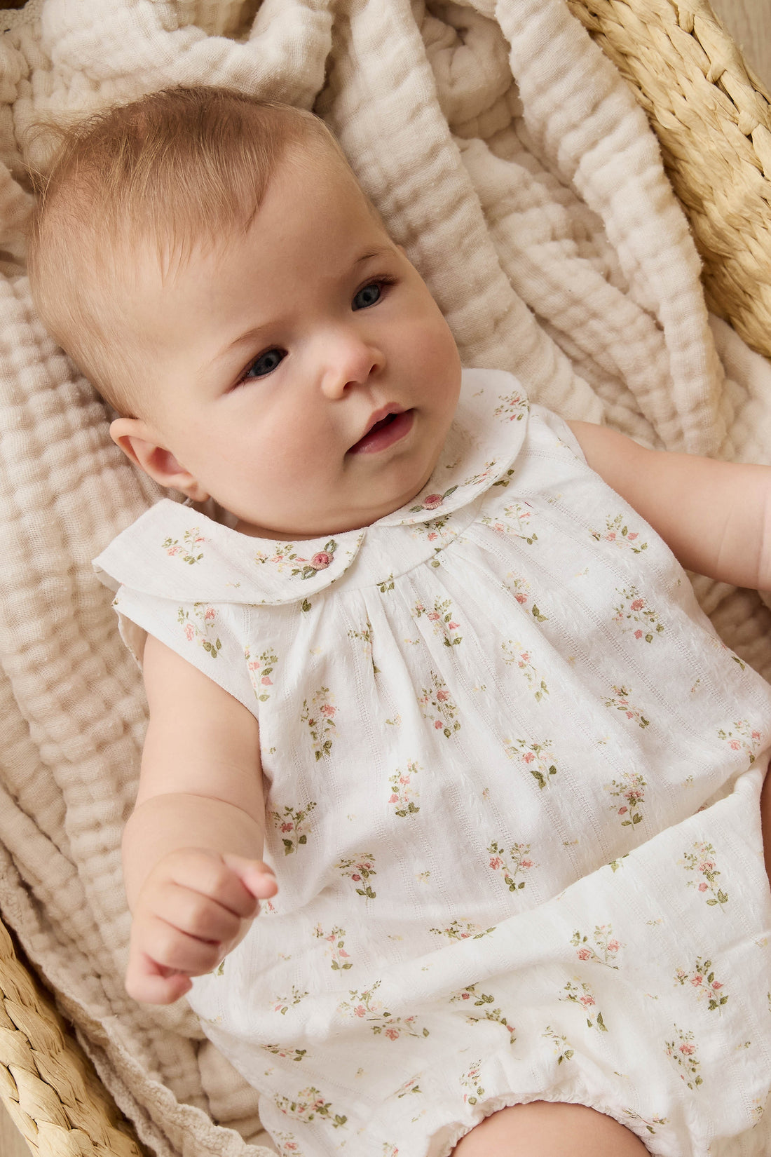 Organic Cotton Brynlee Playsuit - Josepha Egret Childrens Playsuit from Jamie Kay Australia