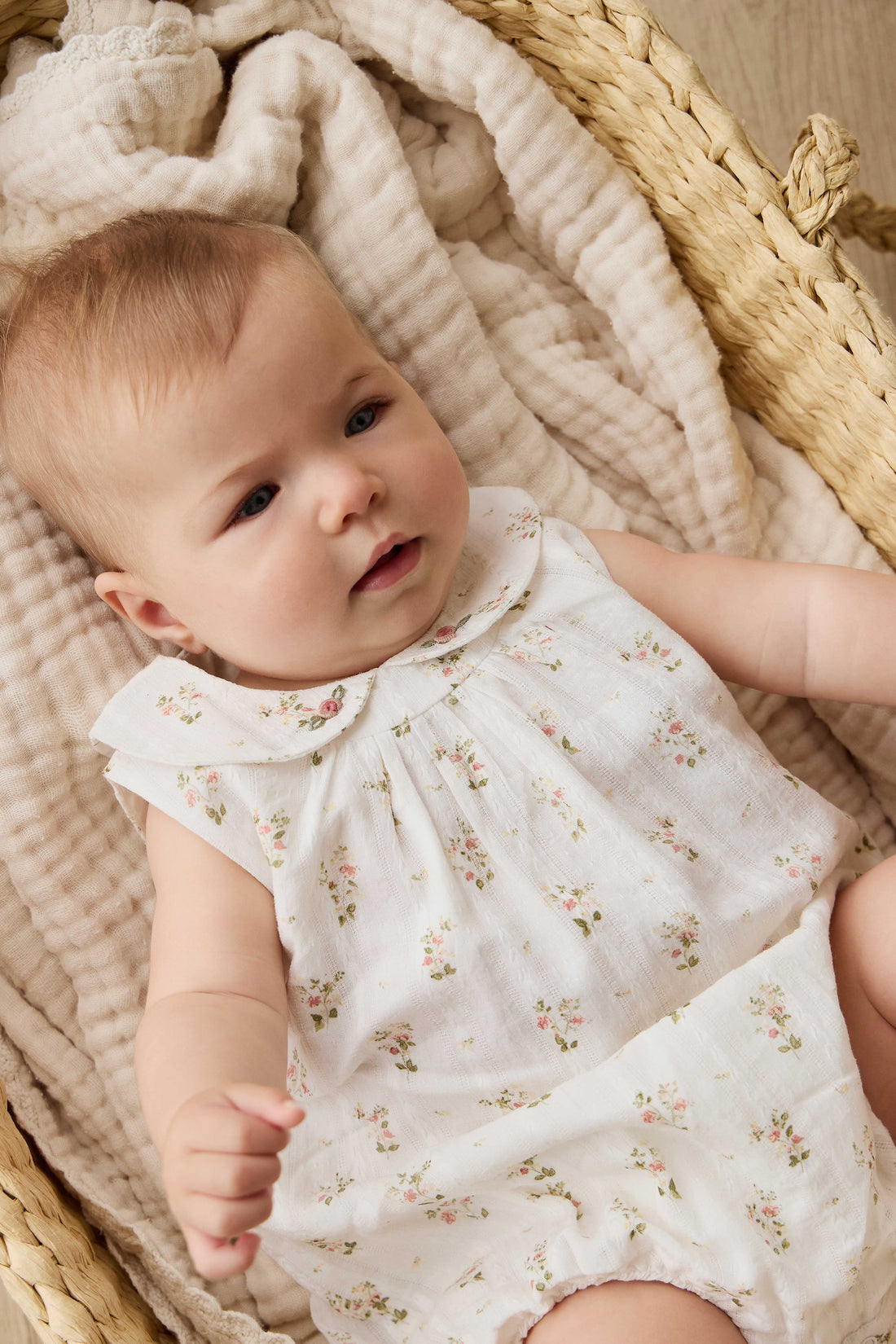 Organic Cotton Brynlee Playsuit - Josepha Egret Childrens Playsuit from Jamie Kay Australia