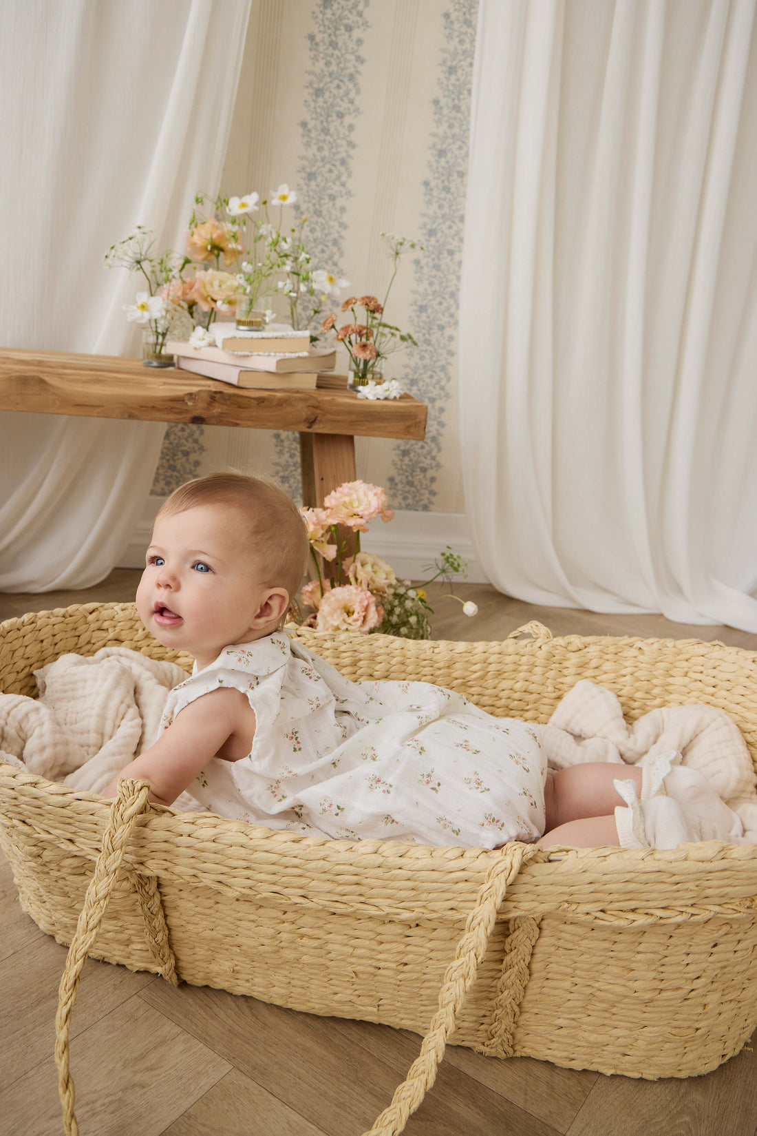 Organic Cotton Brynlee Playsuit - Josepha Egret Childrens Playsuit from Jamie Kay Australia