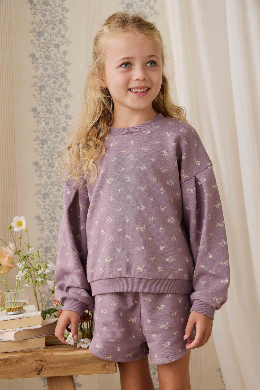 Organic Cotton Elara Sweatshirt - Isla Plum Childrens Sweatshirting from Jamie Kay Australia