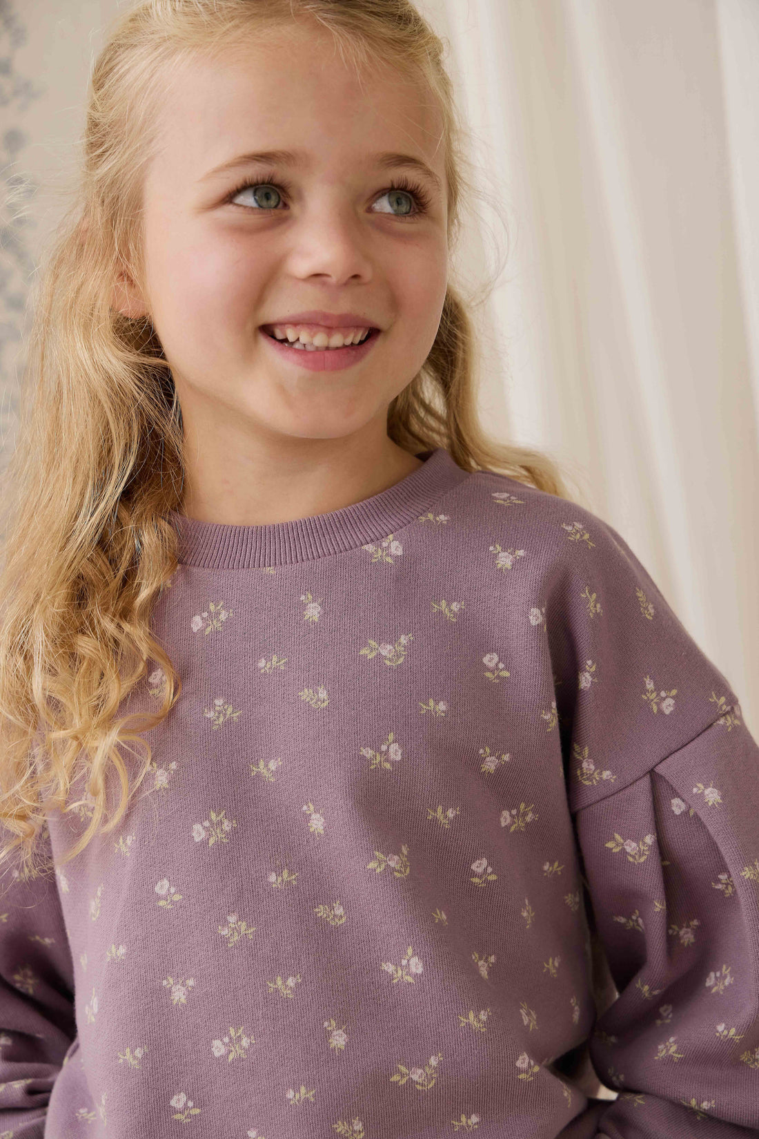 Organic Cotton Elara Sweatshirt - Isla Plum Childrens Sweatshirting from Jamie Kay Australia