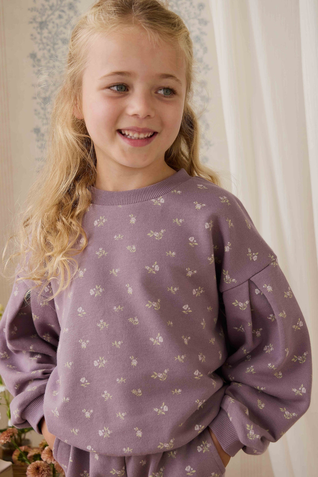 Organic Cotton Elara Sweatshirt - Isla Plum Childrens Sweatshirting from Jamie Kay Australia