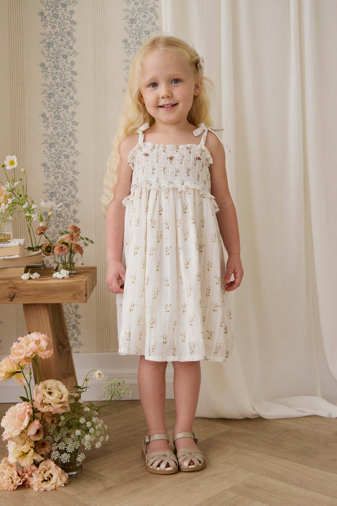 Organic Cotton Saylor Dress - Josepha Egret Childrens Dress from Jamie Kay Australia