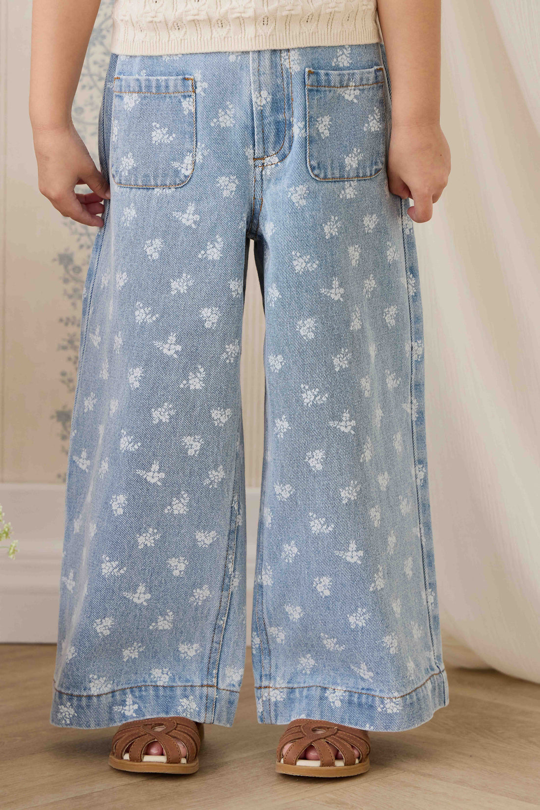 Theodora Pant - Tully Floral Denim Childrens Pant from Jamie Kay Australia