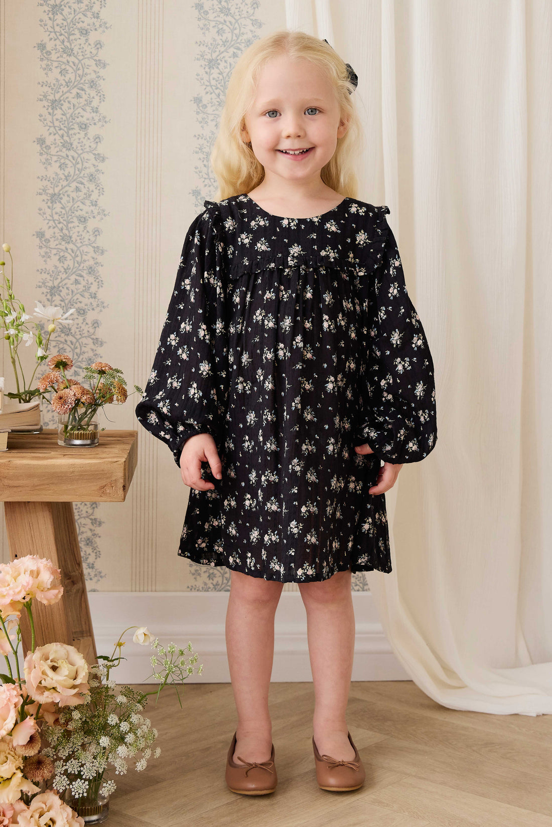 Organic Cotton Gianna Dress - Cassie Caviar Childrens Dress from Jamie Kay Australia