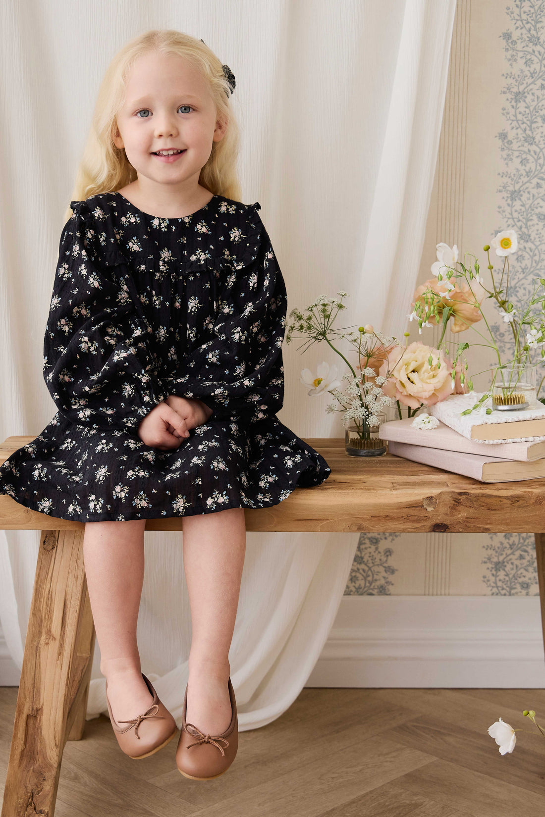 Organic Cotton Gianna Dress - Cassie Caviar Childrens Dress from Jamie Kay Australia
