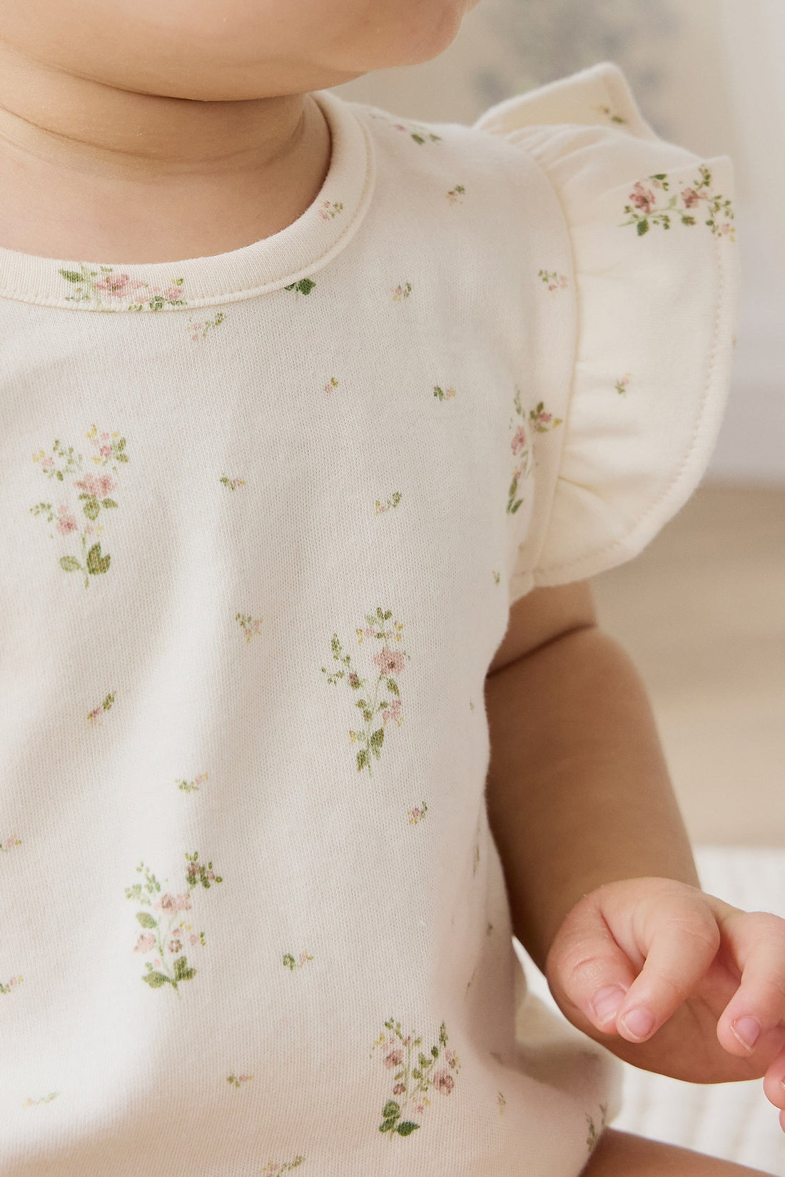 Organic Cotton Adrienne Playsuit - Josepha Egret Small Childrens Playsuit from Jamie Kay Australia