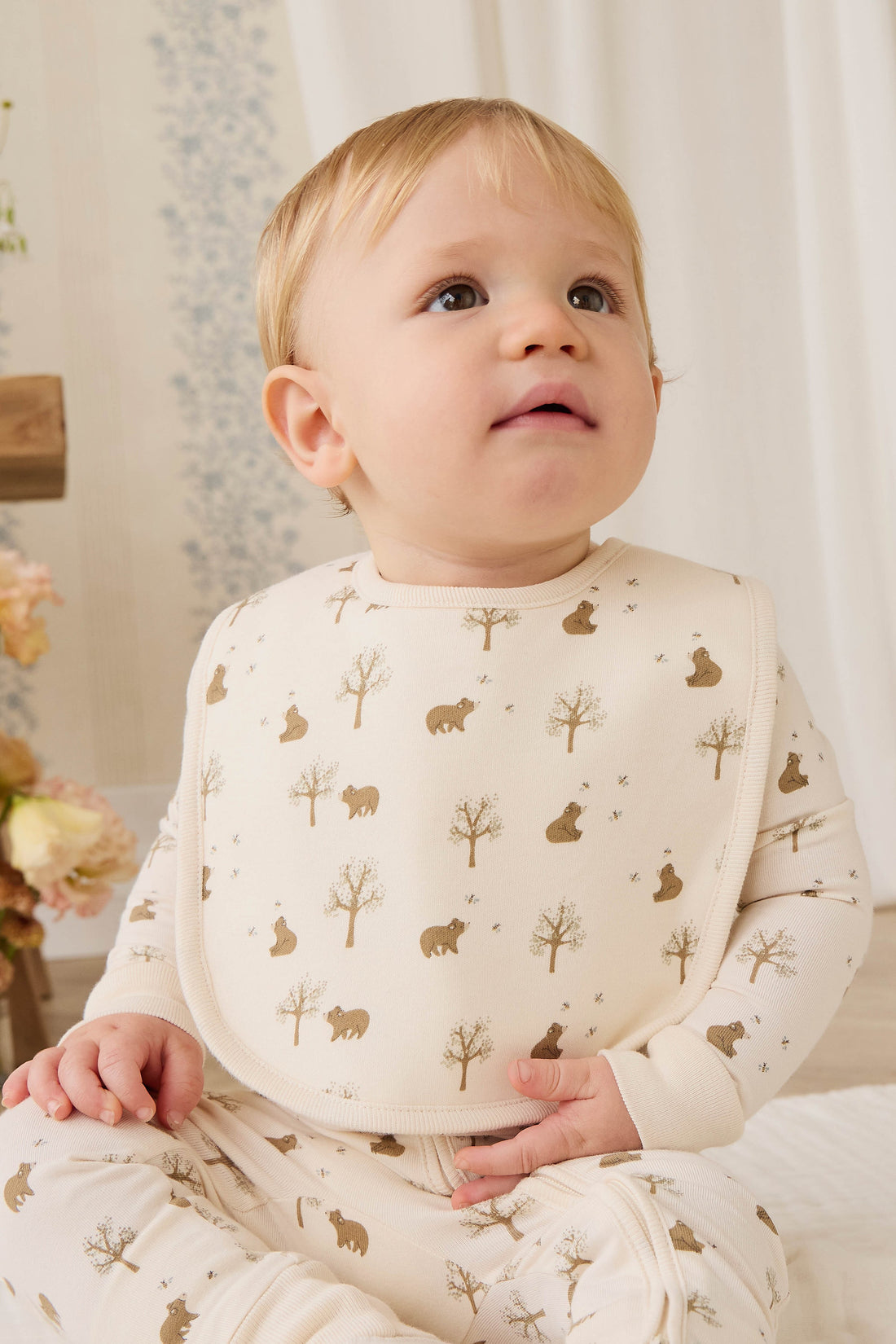 Organic Cotton Bib - Honey Bear Cloud Childrens Bib from Jamie Kay Australia