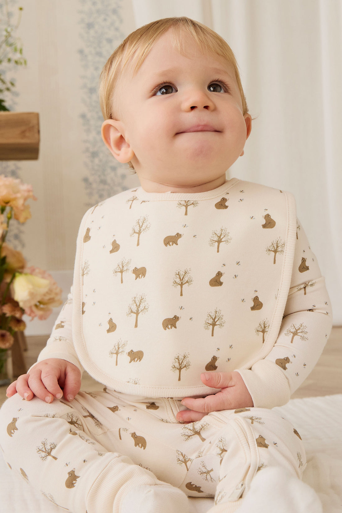 Organic Cotton Bib - Honey Bear Cloud Childrens Bib from Jamie Kay Australia