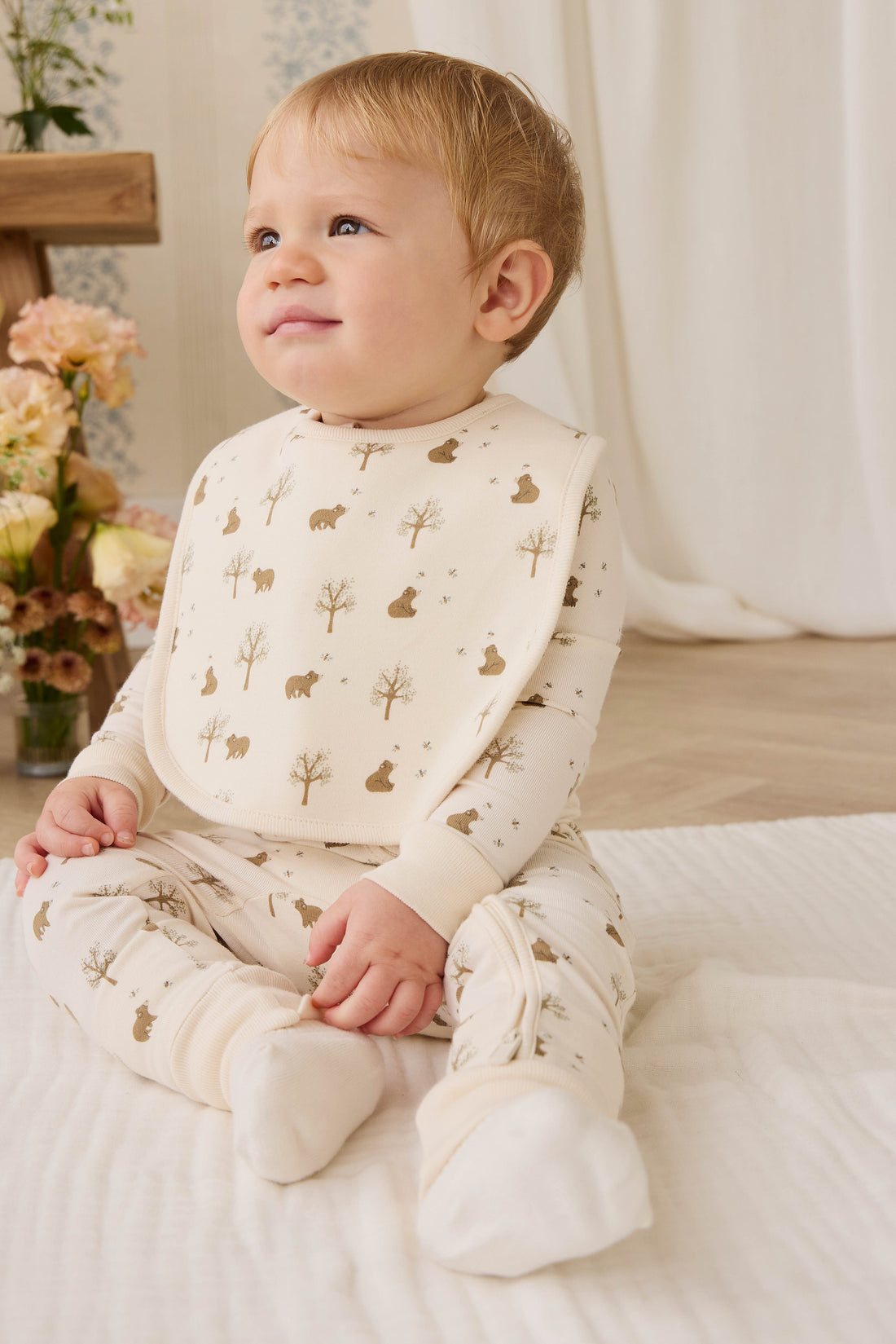Organic Cotton Bib - Honey Bear Cloud Childrens Bib from Jamie Kay Australia