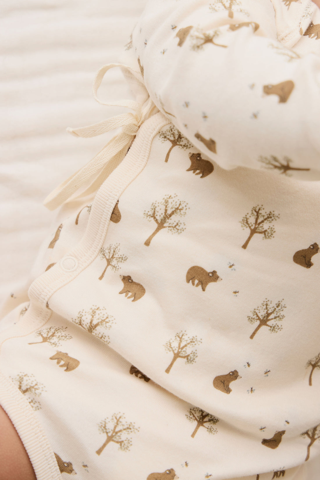 Organic Cotton Ames Wrap Long Sleeve Bodysuit - Honey Bear Cloud Childrens Bodysuit from Jamie Kay Australia