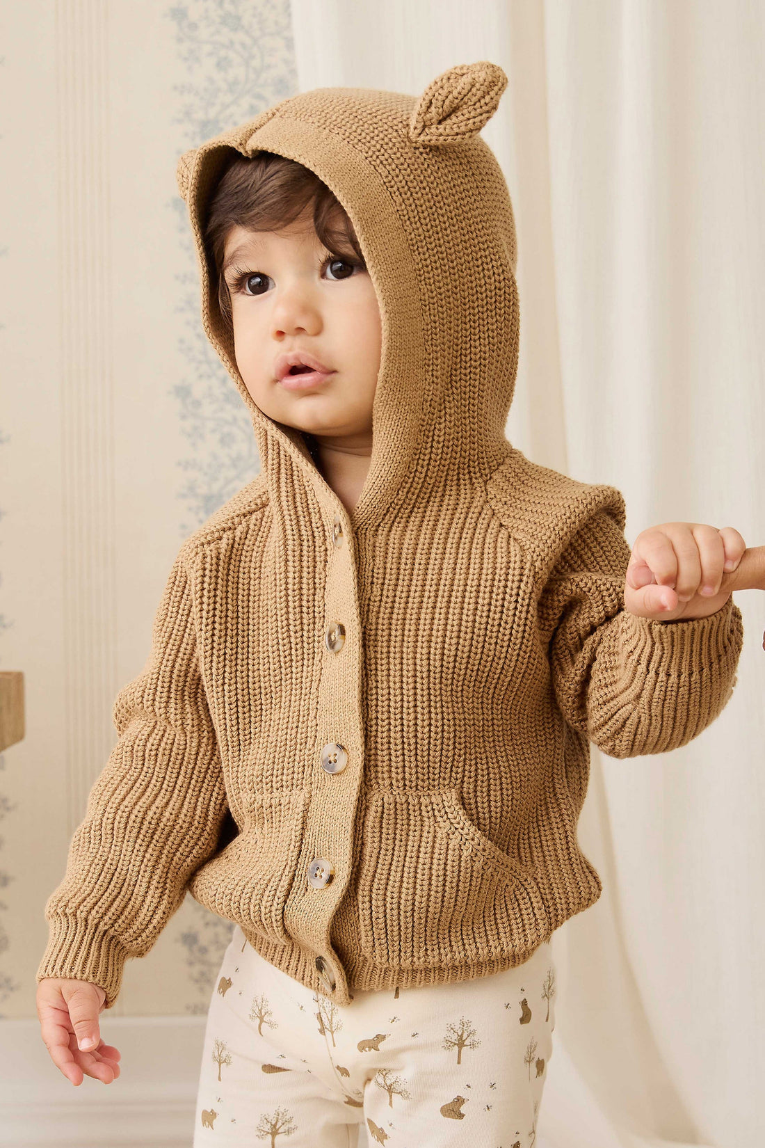 Bear Cardigan - Tawny Brown Childrens Cardigan from Jamie Kay Australia