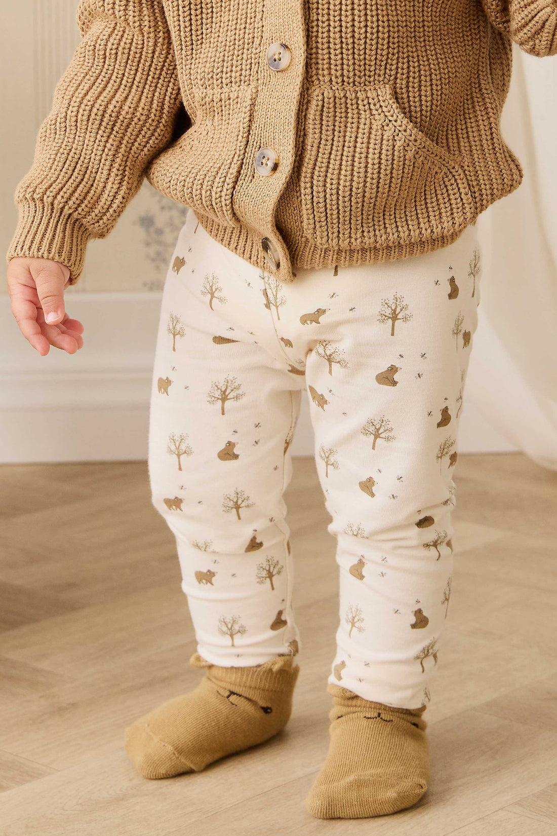 Organic Cotton Everyday Legging - Honey Bear Cloud Childrens Legging from Jamie Kay Australia