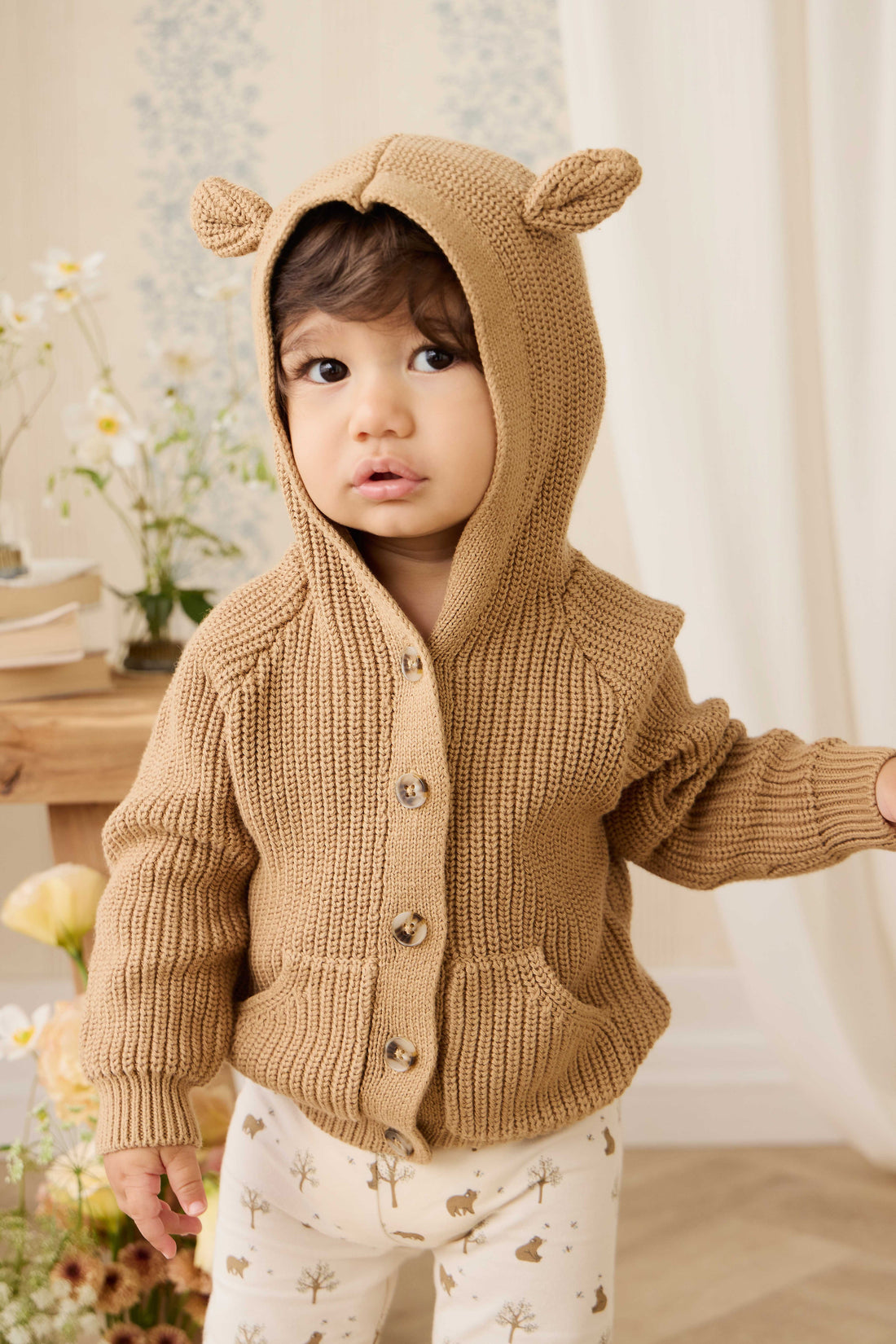 Bear Cardigan - Tawny Brown Childrens Cardigan from Jamie Kay Australia