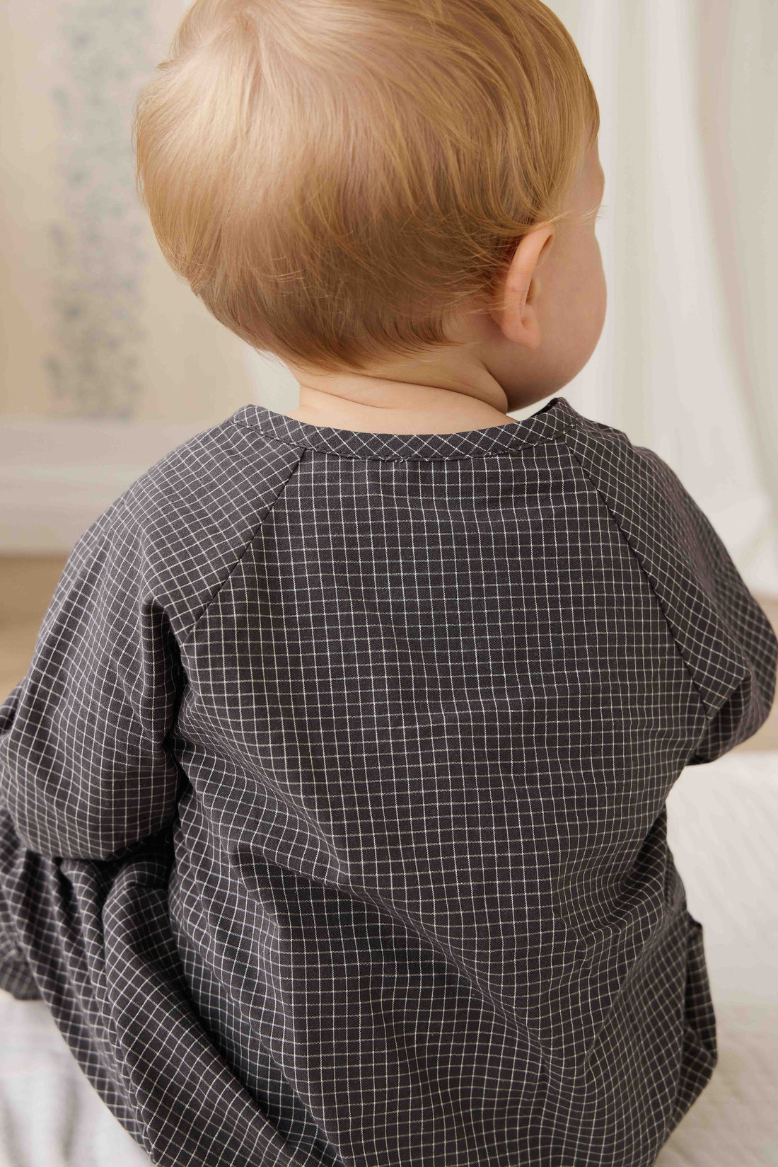 Organic Cotton Milton Onepiece - Basalt Grid Childrens Onepiece from Jamie Kay Australia