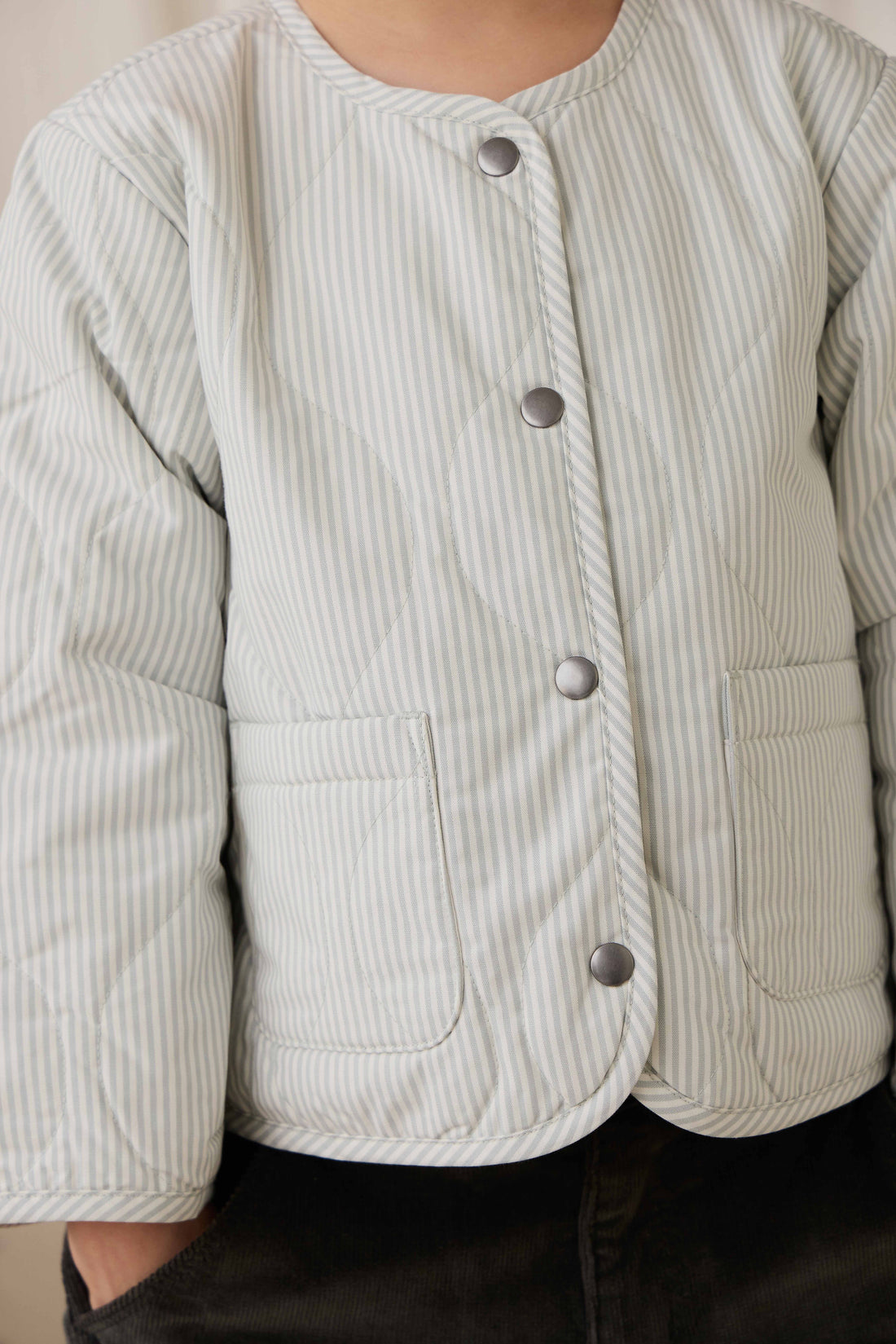 Elio Jacket - Fine Stripe Cloud/Bluegum Childrens Jacket from Jamie Kay Australia
