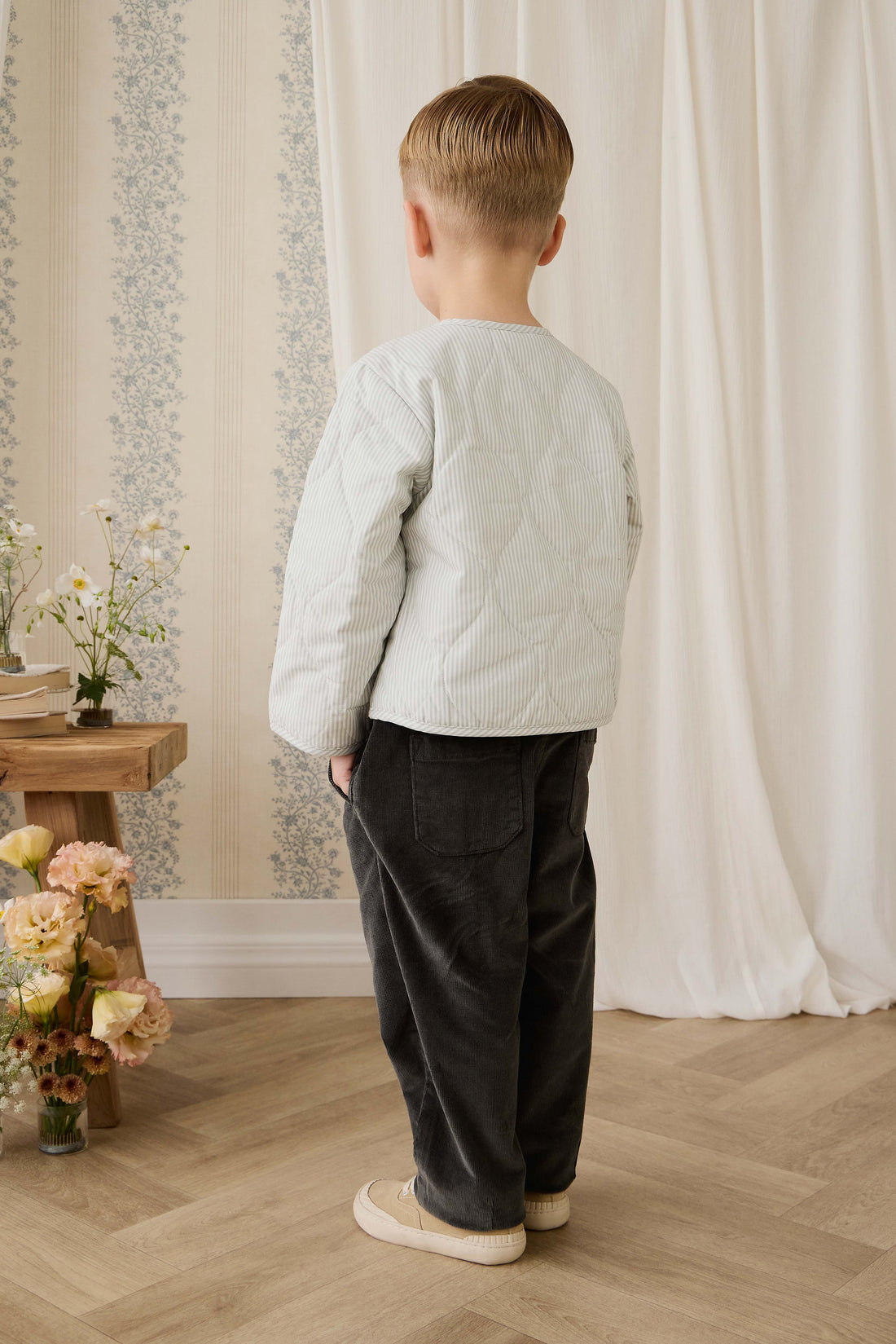 Elio Jacket - Fine Stripe Cloud/Bluegum Childrens Jacket from Jamie Kay Australia