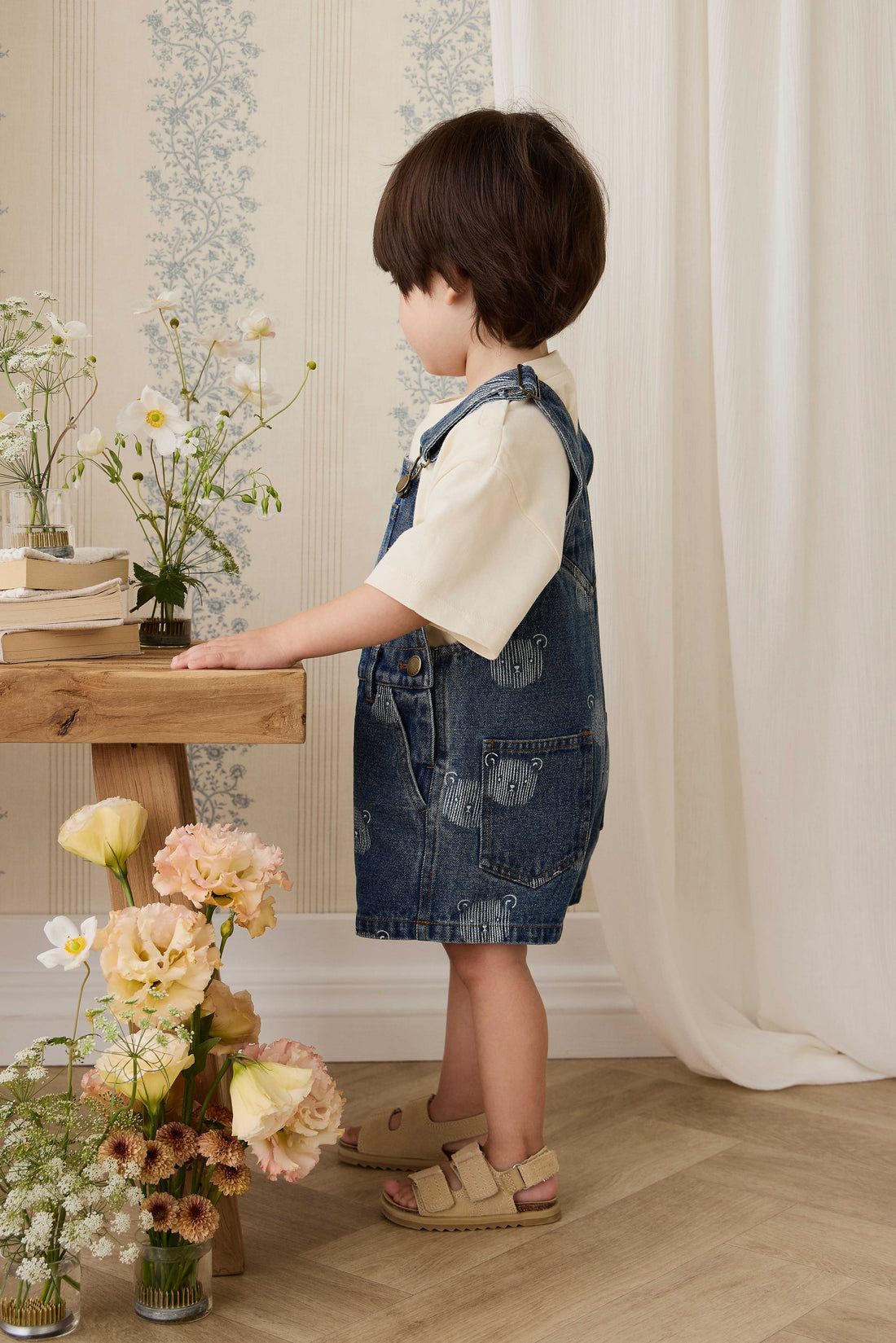 Fenix Short Overall - Teddy Face Denim Childrens Overall from Jamie Kay Australia